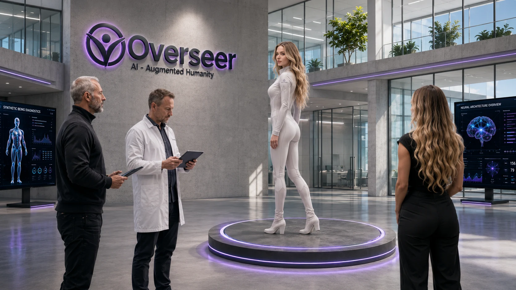 Vize budoucnosti lidstva propojující člověka, technologii a prostředí Overseer